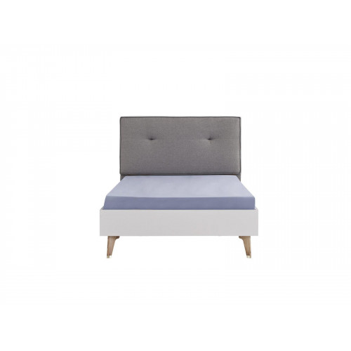 Kinderbett Bett 100 cm Jugendbett Holz Grau Kinderzimmer Stoff Modern