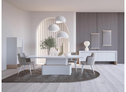 Design Esszimmer Komplett 7tlg Esstisch Modern Sideboard Holzschrank Neu Vitrine