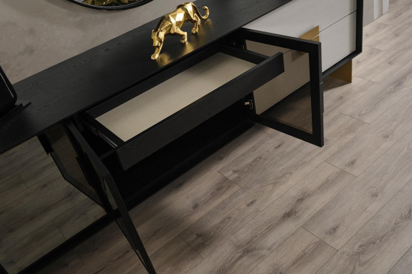 Schwarzes Wohnzimmer Set Designer Sideboard Luxus Spiegel 2tlg Set Neu