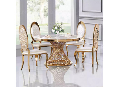 Runder Tisch Goldener Fuß Chrom Rundtisch Tische Esstische Luxus 130cm