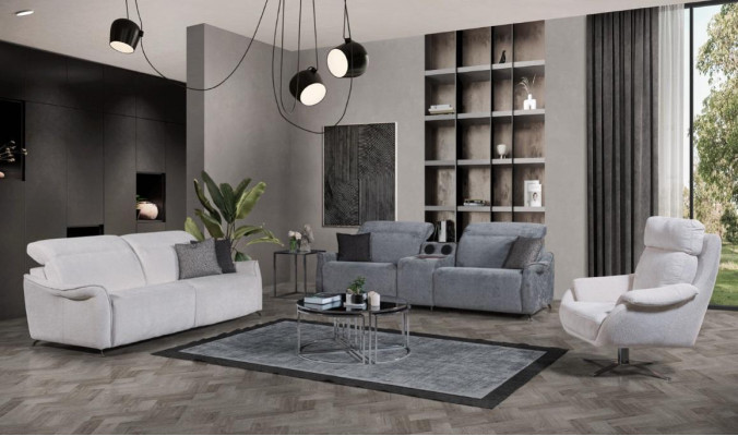 Luxuriöses Wohnzimmer Set 2x 3 Sitzer Sofas mit Musiksystem und Sessel