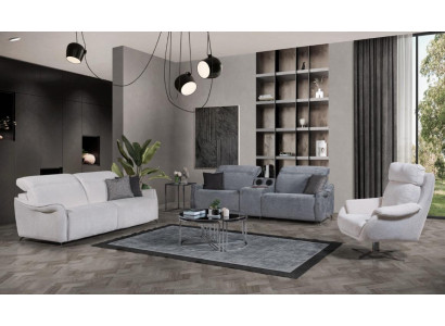 Luxuriöses Wohnzimmer Set 2x 3 Sitzer Sofas mit Musiksystem und Sessel