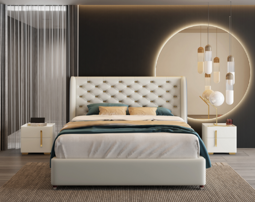 Schlafzimmer Möbel Designer Bett Bettgestell Doppelbetten Eleganz Holz