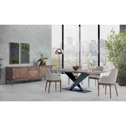 Luxus Set Für Esszimmer 5tlg Tisch 4x Stuhle mit Anrichte Tische Holz - Image 3