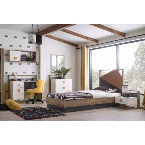 Bettrahmen Kinderbett Kindermöbel Kinderzimmer Bett Holz Grau Set 6tlg
