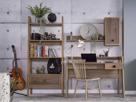 Kinderschreibtisch Schreibtisch Bücherregal Holz Braun Set 3tlg Regal