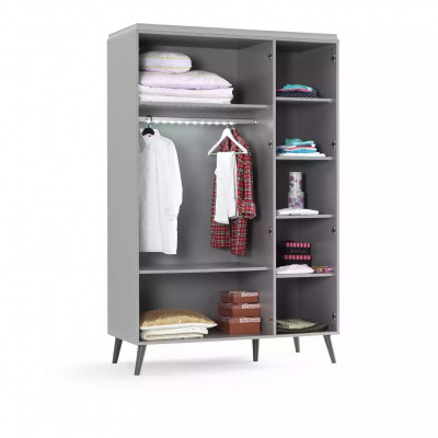 Kleiderschrank Schrank Holzschrank Schlafzimmer Möbel Holz Grau Luxus