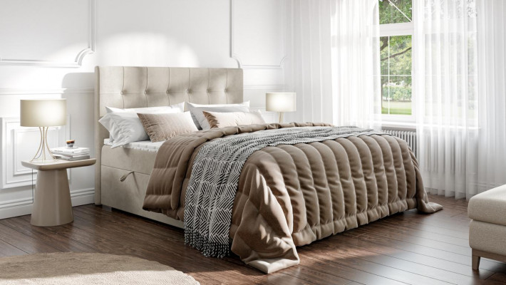 Bett Luxus Schlafzimmer Doppelbett Textil Polster Design Möbel Boxspringbett