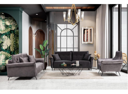 Modern Sofagarnitur Set 3 tlg Luxus Sessel Wohnzimmer Garnitur Dreisitzer Sofas