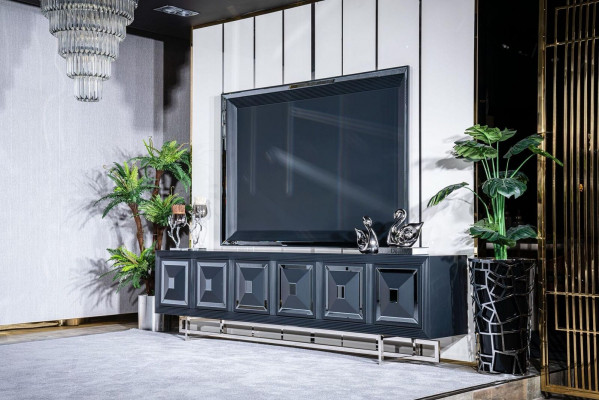 Wohnzimmer TV schrank tv fernseher stander schrank lowboard neu Schwarz