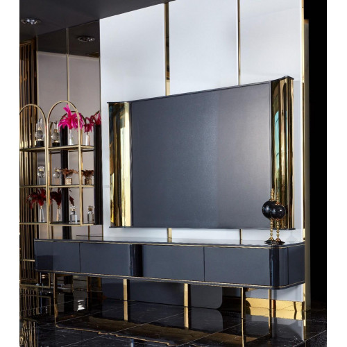 Rtv Lowboard tv Ständer Sideboard Wohnzimmer Modern Holz Schwarz Design