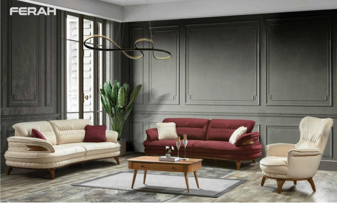 Sofagarnitur 3+3+1 Sitzer Sofa Sessel Sofas Garnitur Sitz Luxus Set