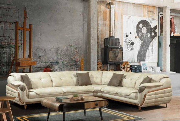 Luxus Ecksofa L-Form Garnitur Sitz Wohnzimmer Polstermöbel Ecke Sofa