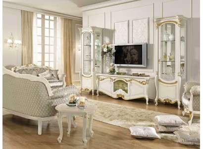 Klassische Wohn Wand Wohnzimmer Vitrine Sideboard RTV Regal Wände Schrank 3tlg.