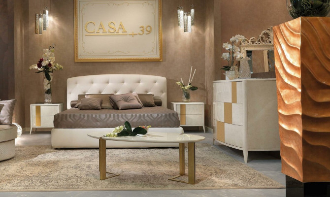 Talienische Stil Möbel 4tlg. Set Bett + 2x Nachttisch + Kommode Schlafzimmer