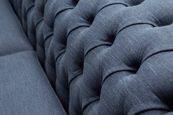 Design Chesterfield Sofa 4 Sitzer Stoff Couch Blau Polster Wohnzimmer 