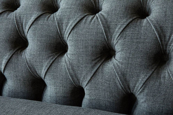 Design Chesterfield Stoff Couch Sofa 4 Sitzer Polster Grau Sofas Neu