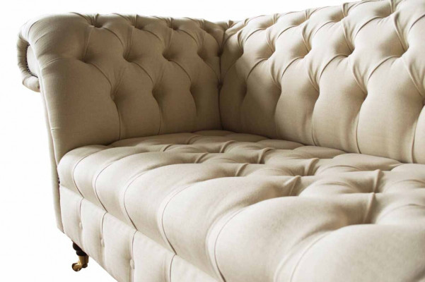 Chesterfield Sofa 3 Sitzer Designer Rosa Couchen Stoff Polster Textil