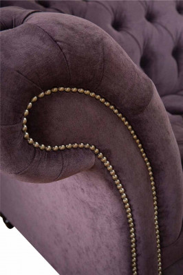 Modern Chesterfield Sofa Couch Polster 3 Sitzer Lila Textil Stoff Sofas Neu