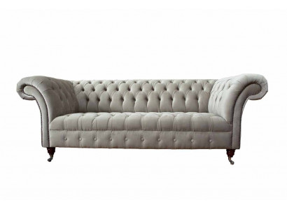 Chesterfield Sofa 3 Sitz Polster Couchen Sofas Couch Dreisitzer Grau Neu