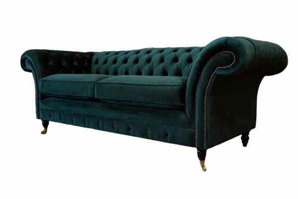 Chesterfield Polster 3 Sitzer Textil Couchen Sofa Dreisitzer Couch Samt