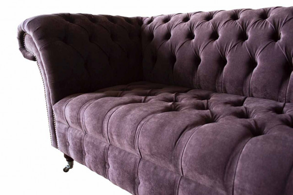 Chesterfield Sofa Couch Design Lila Polster Textil Zweisitzer Sitzer Neu