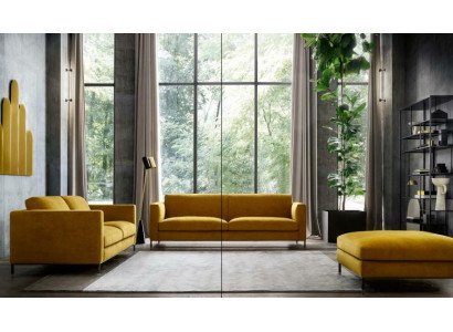Designer Couch Polster Sitz Garnitur Sofa Garnituren 3+3 Sitzer + Hocker 3tlg.