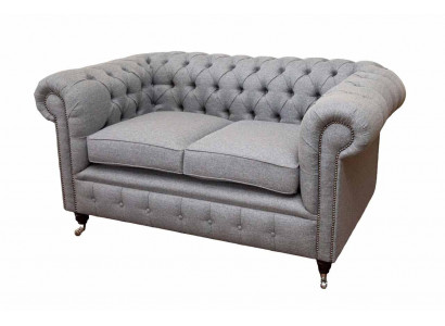 Chesterfield Büro Sitzmöbel Einrichtung Sofa Couch 2 Sitz Textil Graue
