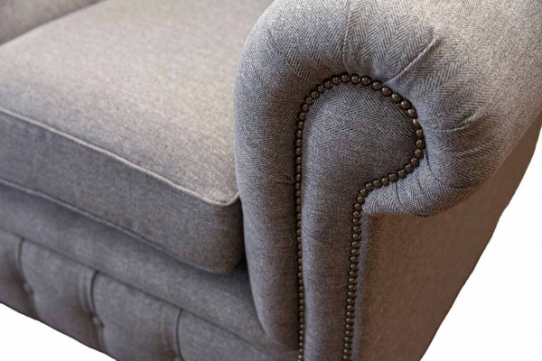Chesterfield Büro Sitzmöbel Einrichtung Sofa Couch 2 Sitz Textil Graue