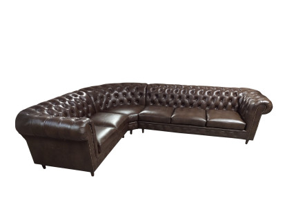 Chesterfield Ecksofa L-Form Sofa Braun Luxus Möbel Couch Eckgarnitur