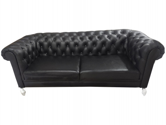 Chesterfield Sofa 3 Sitzer Couch Ledersofa Couchen Schwarz Sofas