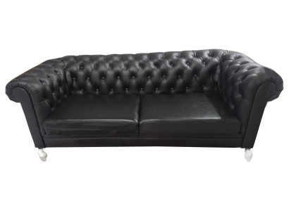 Chesterfield Sofa 3 Sitzer Couch Ledersofa Couchen Schwarz Sofas