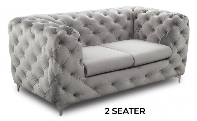 Chesterfield Sofagarnitur Couch Sofa Set Samt Graue Couchen Sitzmöbel