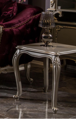 Silberner Beistelltisch Barock Rokoko Tisch Zeitungstisch Wohnzimmer Holz