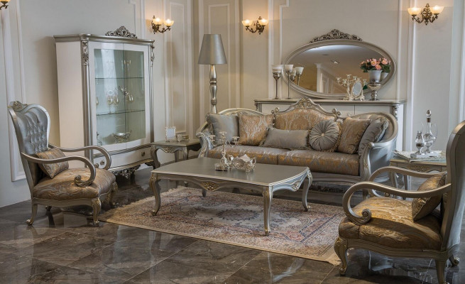 Silberner Chesterfield Sessel Französische Stil Möbel Stuhl Einsitzer Holz