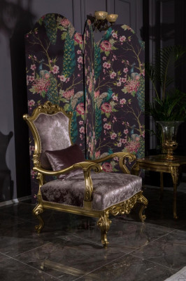 Sessel Einsitzer Luxus 1 Sitzer Polster Sitz Barock Textil Stoff Art déco