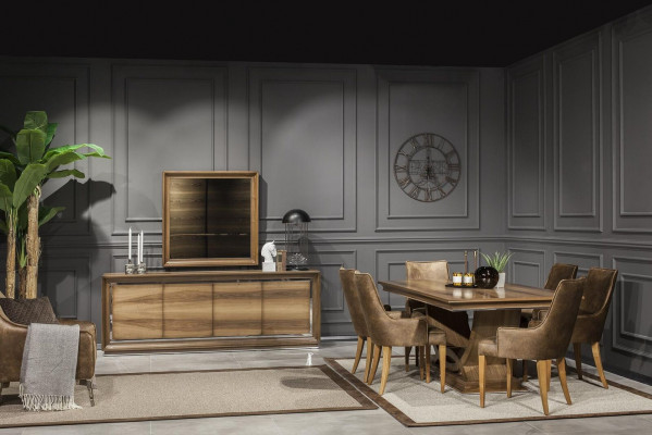 Luxus Lehnstuhl Polster Stühle Loft Designer Möbel Braun Küchen Lederstuhl