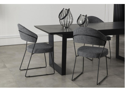 Luxus Polster Lehnstuhl Stühle Loft Designer Grau Küchen Lederstuhl Möbel