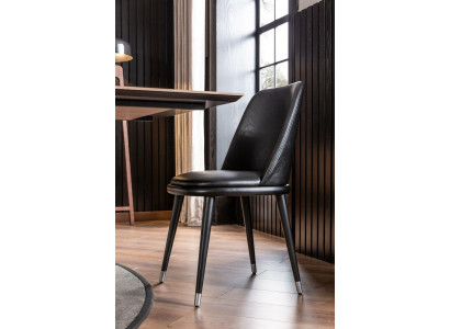 Luxus Lehnstuhl Schwarz Lederstuhl Polster Stühle Loft Designer Möbel Küchen
