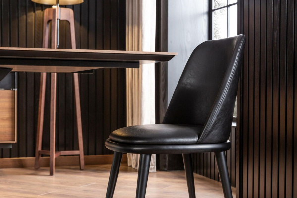 Luxus Lehnstuhl Schwarz Lederstuhl Polster Stühle Loft Designer Möbel Küchen