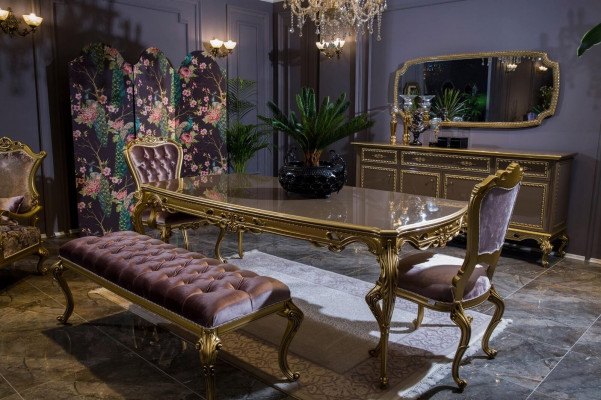 Esszimmer Set Esstisch Klassischer Echt Holz Luxus 4tlg Stuhl Garnitur Gruppe