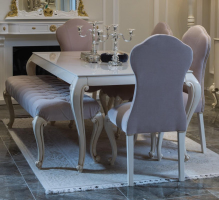 Esszimmer Set Design Garnitur 6tlg. Holz Möbel 4x Stuhl Tisch Hocker Gruppe Neu