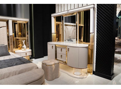 Schlafzimmer Set Luxus Schminktisch mit Spiegel Hocker Design neu 2tlg