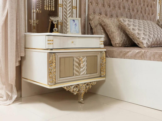 Schlafzimmer Set Bett 2x Nachttische Schminktisch mit-Spiegel Luxus neu