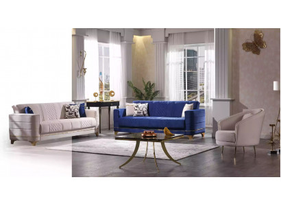 Designer Sofagarnitur 3+3+1 Sitzer Sofa Stoff Garnitur Polster Set Modern