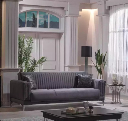 Graues Sofa Wohnzimmer Dreisitzer Samtsofas 3-Sitzer Couchen Luxus Möbel