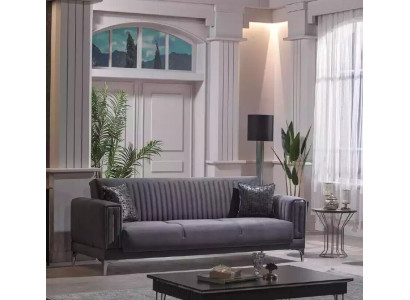 Graues Sofa Wohnzimmer Dreisitzer Samtsofas 3-Sitzer Couchen Luxus Möbel