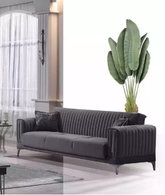 Graues Sofa Wohnzimmer Dreisitzer Samtsofas 3-Sitzer Couchen Luxus Möbel