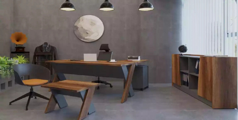 Schreibtische Luxus Modern Büro Holz Metall Grau Sekretär Modern