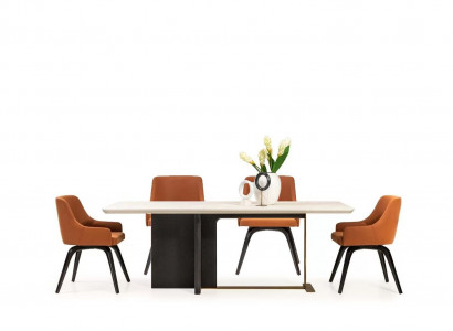 Essecke Essgruppe Esszimmer Esstisch Stühle Set 7tlg Tisch Orange Holz